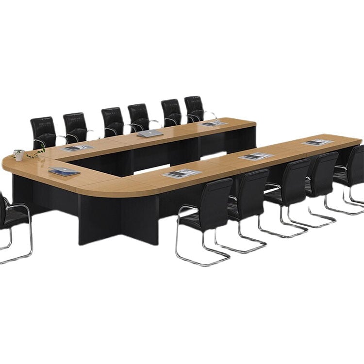 Conference table, large conference table, meeting table, wood grain, freely rearrangeable, R-finish, with back panel, black, white, brown, customizable, MT-A29