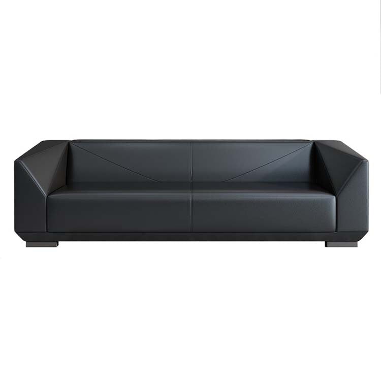Reception sofa Leather sofa Office sofa Reception sofa Leather upholstery PVC leather fabric Natural wood frame With legs Simple Black Customizable OS-A13