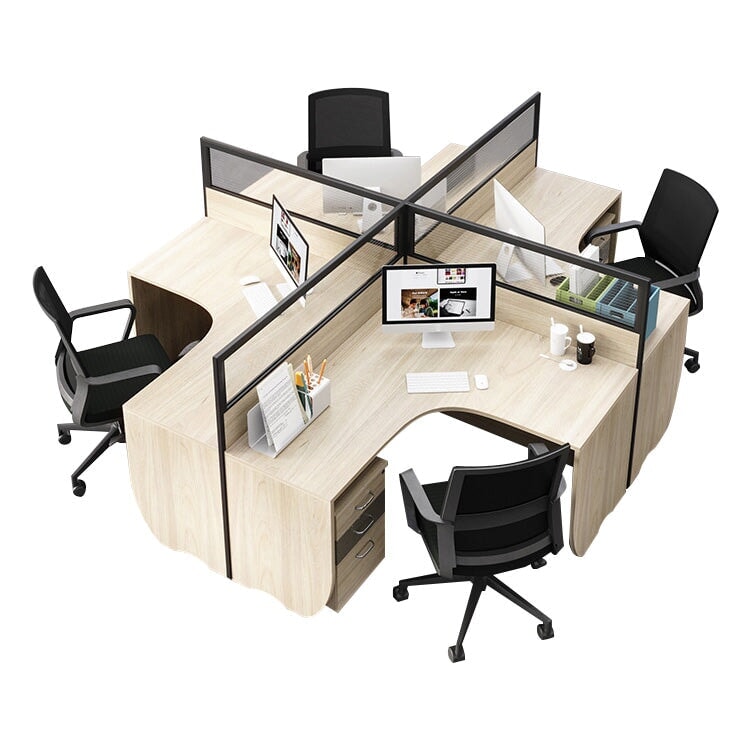 Office desk, stylish, natural taste, melamine laminate, tabletop partition, wiring hole, simple design, natural, customizable, OD-A27 