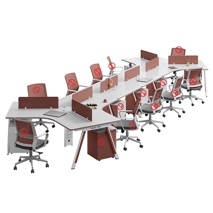 Office Desk, Transformable Type, Designer, V-Shaped Top, Wiring Hole, Side Wagon, Dial Lock, Melamine Laminated Panel, Red, Customizable, OD-A29 