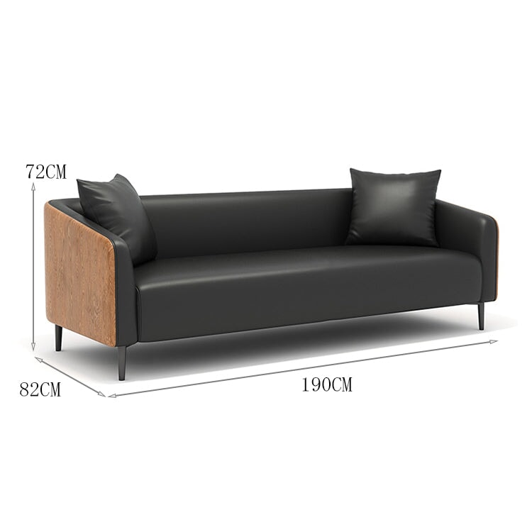 Sofa Office Sofa Reception Sofa Synthetic Leather Fabric Natural Wood Frame High Density Urethane Foam Steel Legs Black Light Customizable OS-A10 