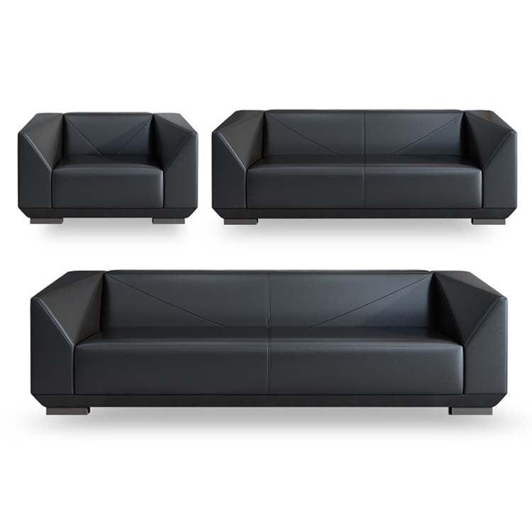Reception sofa Leather sofa Office sofa Reception sofa Leather upholstery PVC leather fabric Natural wood frame With legs Simple Black Customizable OS-A13