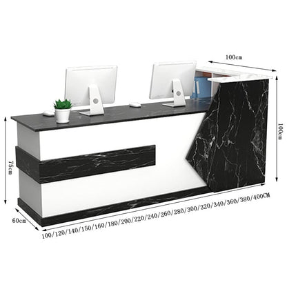 Customer service counter table, reception desk, cash register, natural taste, two-tone design, corner cabinet, melamine laminate, cylinder lock, lock included, white, customizable, RD-A5