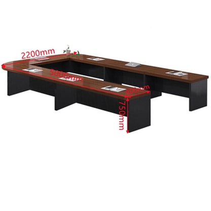 Conference table, large conference table, meeting table, wood grain, freely rearrangeable, R-finish, with back panel, black, white, brown, customizable, MT-A29