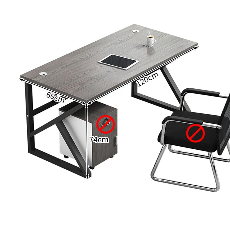 Office Desk, Office Desk, Study Desk, Work Desk, Top Panel, Wiring Hole, Side Cabinet, Carbon Steel Frame, Wood Grain, Customizable OD-A34 