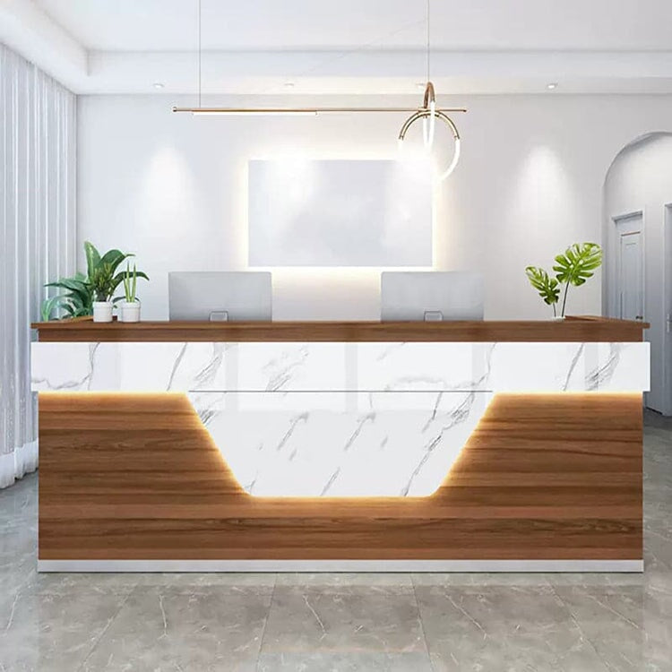 Reception desk, reception counter, high counter, eco-friendly material, baked finish, with LED, luxury RD-A35 