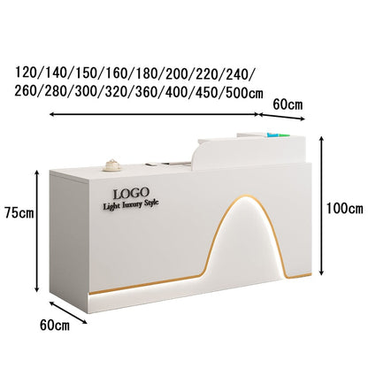 Reception counter for stores, cash register counter, entrance reception, LED, wiring hole, melamine laminate, stylish, elegant, customizable, RD-A3