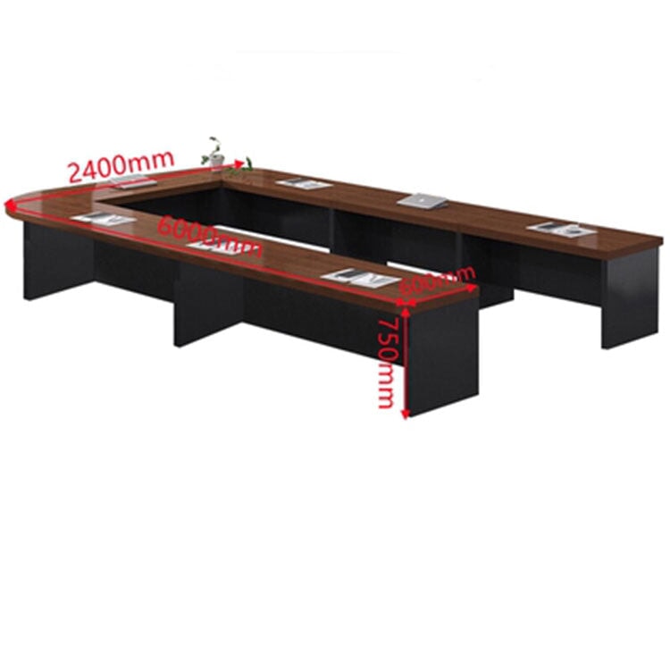 Conference table, large conference table, meeting table, wood grain, freely rearrangeable, R-finish, with back panel, black, white, brown, customizable, MT-A29