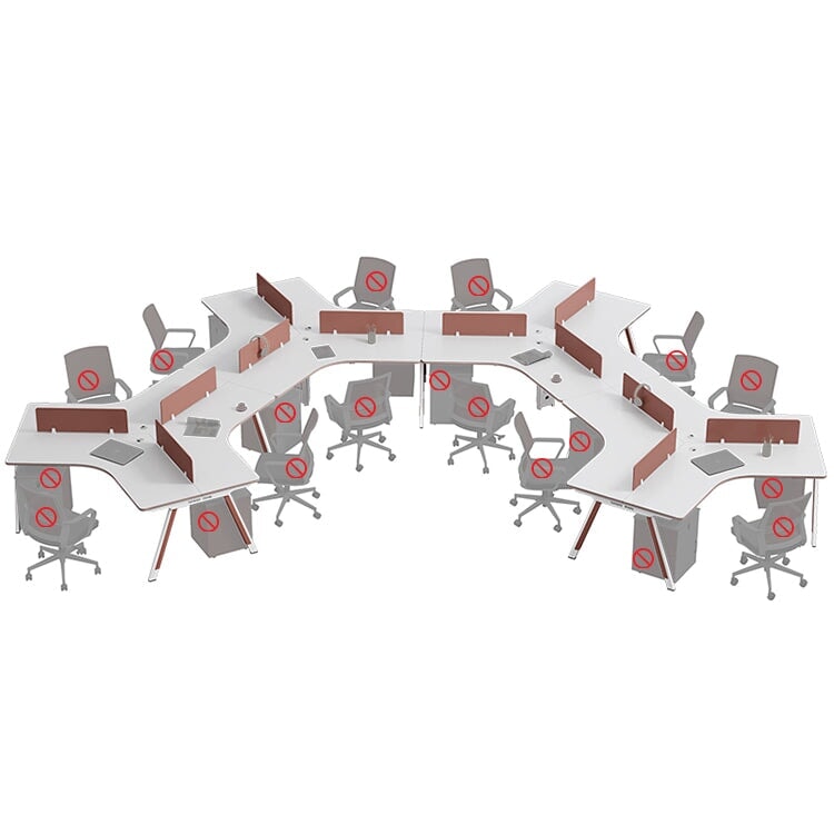 Office Desk, Transformable Type, Designer, V-Shaped Top, Wiring Hole, Side Wagon, Dial Lock, Melamine Laminated Panel, Red, Customizable, OD-A29 