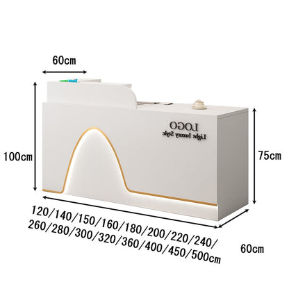 受付カウンター　店舗用 レジカウンター　エントランス受付　LED　配線孔　メラミン化粧板　おしゃれ　上品　スタイリッシュ　カスタマイズ可能　RD-A3