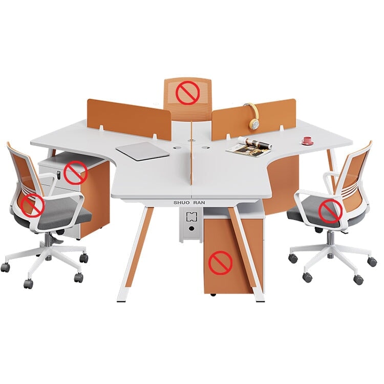 Office Desk, Transformable Type, Designer, V-Shaped Top, Wiring Hole, Side Wagon, Dial Lock, Melamine Laminated Panel, Red, Customizable, OD-A29 