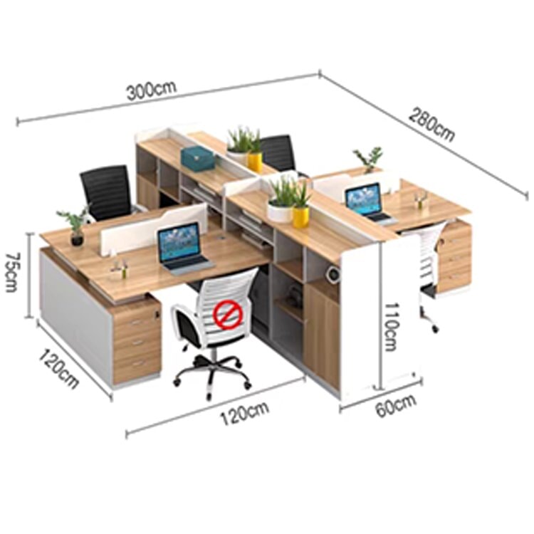 Office desk, office desk, work desk, with side cabinet, lock, silent sliding rails, wiring hole, top panel OD-A14 