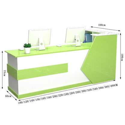 Customer service counter table, reception desk, cash register, natural taste, two-tone design, corner cabinet, melamine laminate, cylinder lock, lock included, white, customizable, RD-A5