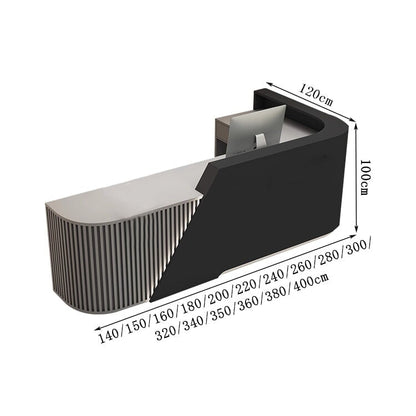 受付カウンター　受付　カウンター　受付台　レジ台　応接　丸み　広い天板　引き出し　Ｌ字型　ハイカウンター　穏やか　機能的　グレー　ホワイト　ブラック　カスタマイズ可能　RD-A8