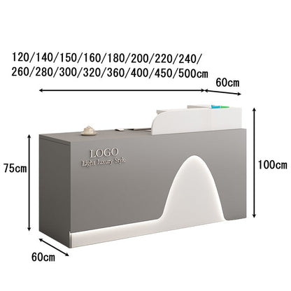 Reception counter for stores, cash register counter, entrance reception, LED, wiring hole, melamine laminate, stylish, elegant, customizable, RD-A3