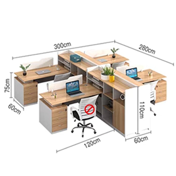 Office desk, office desk, work desk, with side cabinet, lock, silent sliding rails, wiring hole, top panel OD-A14 