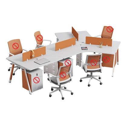 Office Desk, Transformable Type, Designer, V-Shaped Top, Wiring Hole, Side Wagon, Combination Lock, Melamine Veneer, Red, Customizable, BGZ-M046 