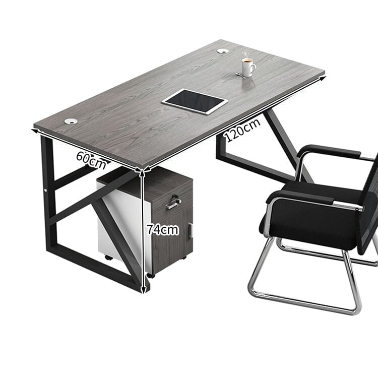 Office Desk, Office Desk, Study Desk, Work Desk, Top Panel, Wiring Hole, Side Cabinet, Carbon Steel Frame, Wood Grain, Customizable OD-A34 