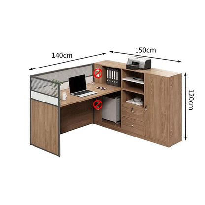 Office Desk Storage Work Table Office Desk Wood Grain Drawer with Lock PC Storage Tray Side Cabinet Simple White Customizable BGZ-M-127 