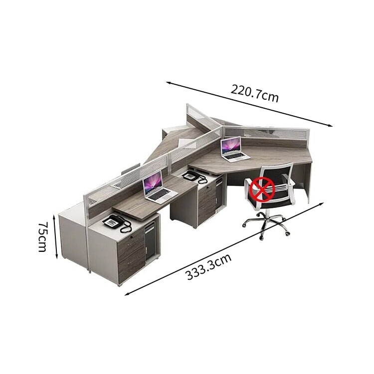 Office desk, office table, office furniture, wood grain, multi-person use, classified storage, with top panel, with drawers, with lock, gray, customizable BGZ-M-128 