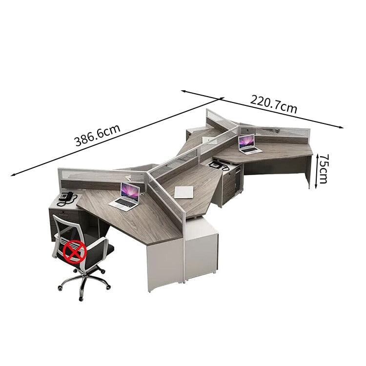 Office desk, office table, office furniture, wood grain, multi-person use, classified storage, with top panel, with drawers, with lock, gray, customizable BGZ-M-128 