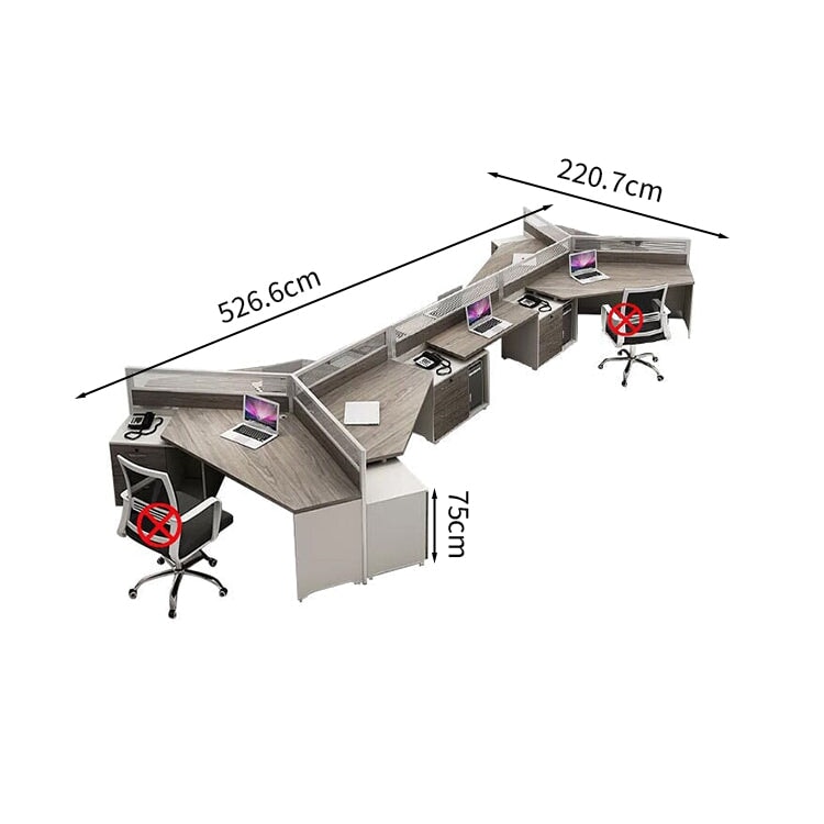 Office desk, office table, office furniture, wood grain, multi-person use, classified storage, with top panel, with drawers, with lock, gray, customizable BGZ-M-128 