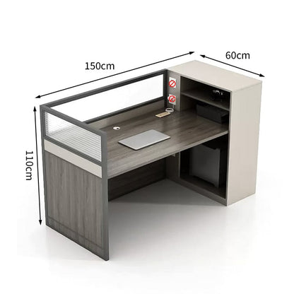 Office desk, computer desk, clerical desk, with wiring holes, combination lock, panel legs, storage with door, simple, gray, customizable, BGZ-M-137 