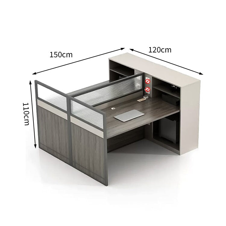 Office desk, computer desk, clerical desk, with wiring holes, combination lock, panel legs, storage with door, simple, gray, customizable, BGZ-M-137 