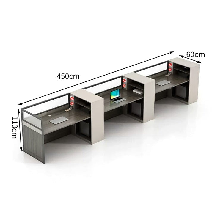 Office desk, computer desk, clerical desk, with wiring holes, combination lock, panel legs, storage with door, simple, gray, customizable, BGZ-M-137 