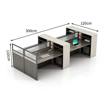 Office desk, computer desk, clerical desk, with wiring holes, combination lock, panel legs, storage with door, simple, gray, customizable, BGZ-M-137 