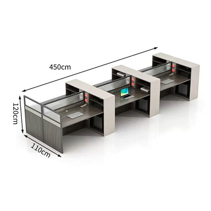 Office desk, computer desk, clerical desk, with wiring holes, combination lock, panel legs, storage with door, simple, gray, customizable, BGZ-M-137 