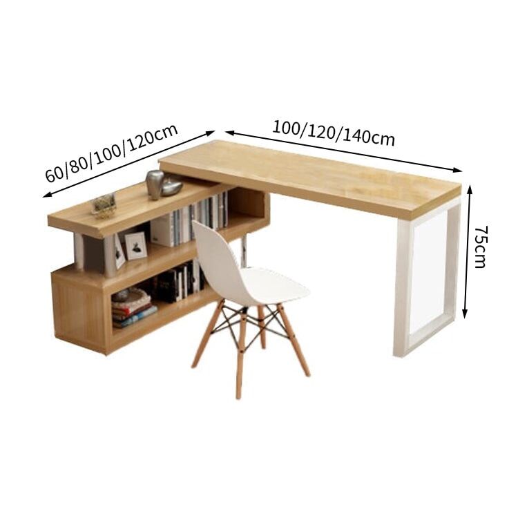 Office Desk, Work Desk, Office Desk, L-Shaped, Large Space, Baked Finish, Side Cabinet, Large Capacity, Simple, White, BGZ-M-142 