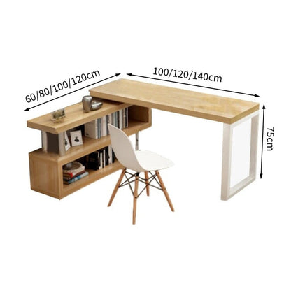 Office Desk, Work Desk, Office Desk, L-Shaped, Large Space, Baked Finish, Side Cabinet, Large Capacity, Simple, White, BGZ-M-142 