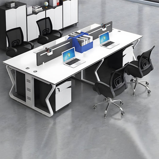 Office desk, work desk, with adjuster, with wiring hole, with lock, with door storage, with top panel, with casters, white, customizable OD-A13