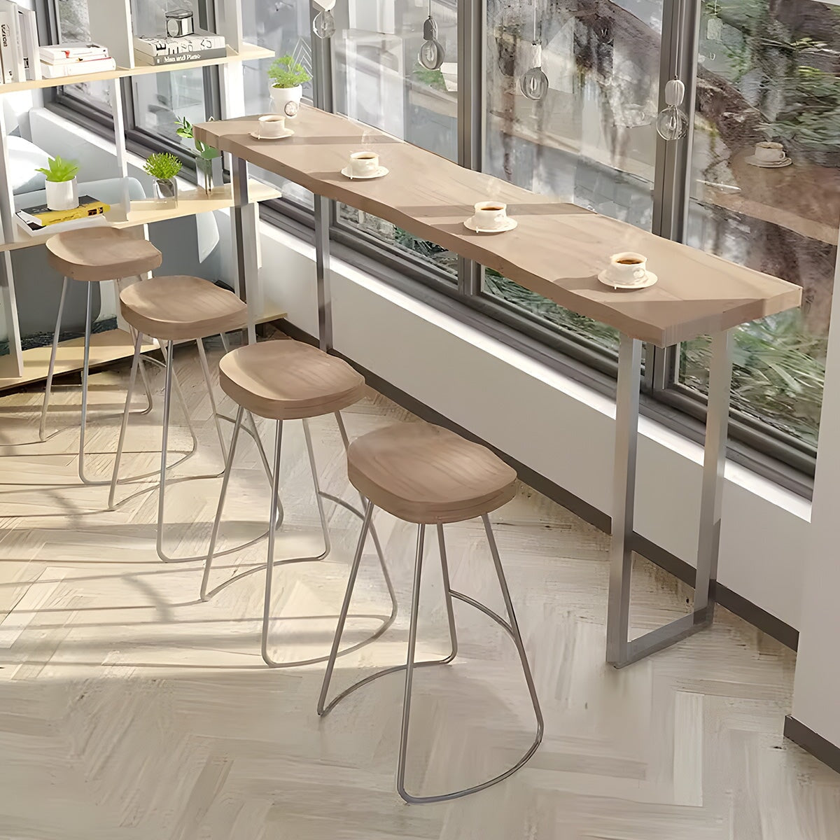 カウンターテーブル　食卓 ナチュラル　ナチュラルテイスト　シンプルモダン　スチール脚　重厚感のある天板　ナチュラル　カスタマイズ可能　BT-A10