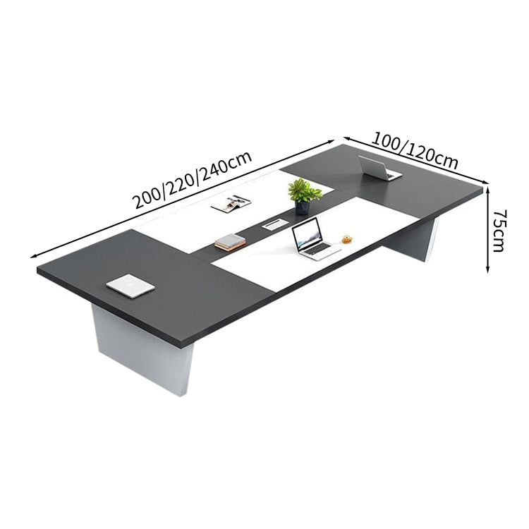 Conference Table Conference Desk Large Meeting Table Trapezoidal Legs Eco Board Durable Office Desk Metal Gray Customizable MT-A30