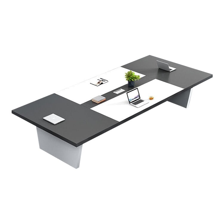 Conference Table Conference Desk Large Meeting Table Trapezoidal Legs Eco Board Durable Office Desk Metal Gray Customizable MT-A30