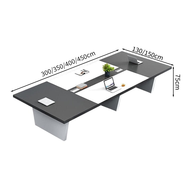 Conference Table Conference Desk Large Meeting Table Trapezoidal Legs Eco Board Durable Office Desk Metal Gray Customizable MT-A30