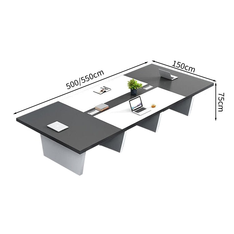 Conference Table Conference Desk Large Meeting Table Trapezoidal Legs Eco Board Durable Office Desk Metal Gray Customizable MT-A30