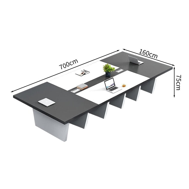 Conference Table Conference Desk Large Meeting Table Trapezoidal Legs Eco Board Durable Office Desk Metal Gray Customizable MT-A30