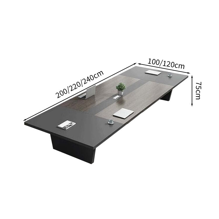 Conference Table Conference Desk Large Meeting Table Trapezoidal Legs Eco Board Durable Office Desk Metal Gray Customizable MT-A30