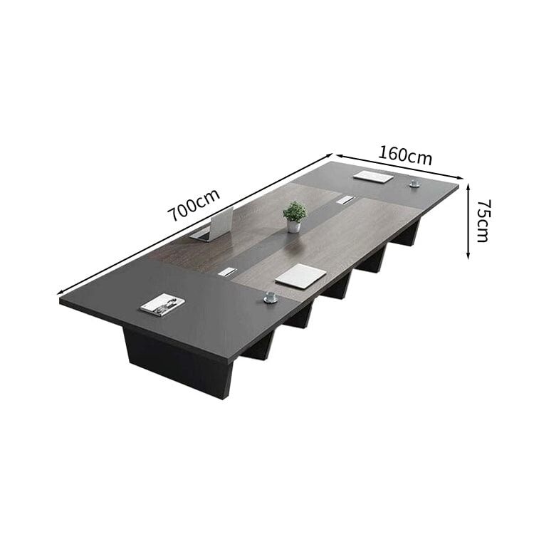 Conference Table Conference Desk Large Meeting Table Trapezoidal Legs Eco Board Durable Office Desk Metal Gray Customizable MT-A30