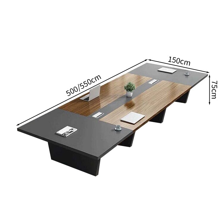 Conference Table Conference Desk Large Meeting Table Trapezoidal Legs Eco Board Durable Office Desk Metal Gray Customizable MT-A30
