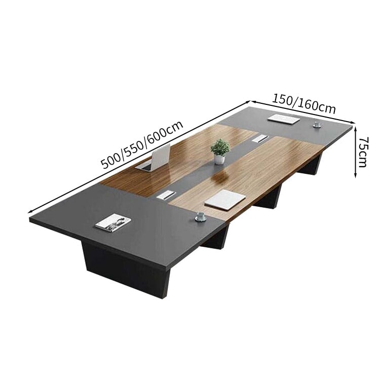 Conference Table Conference Desk Large Meeting Table Trapezoidal Legs Eco Board Durable Office Desk Metal Gray Customizable MT-A30