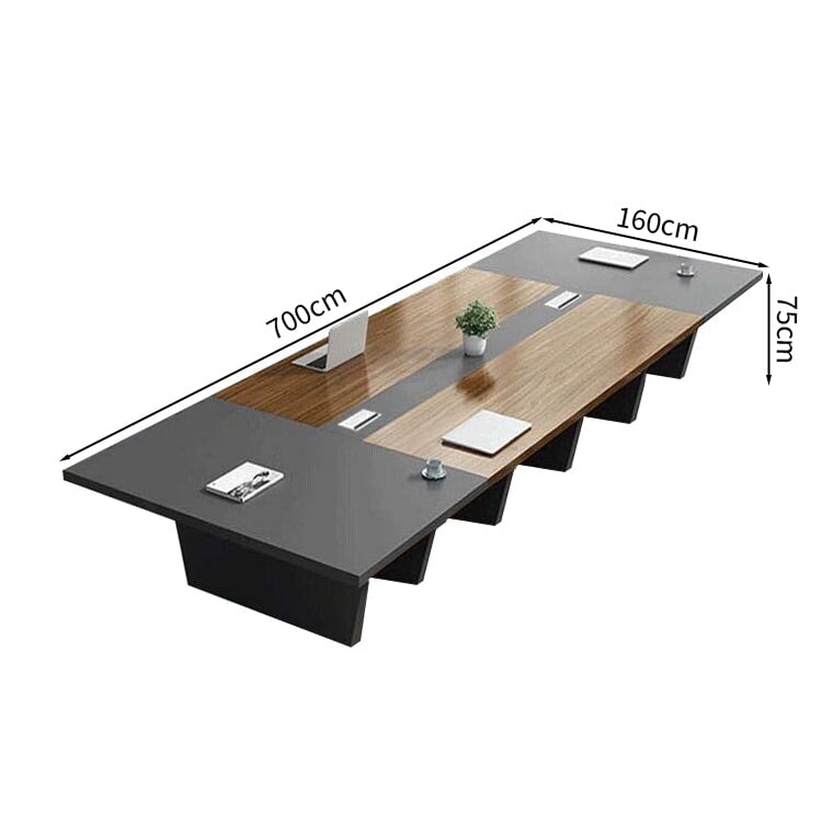 Conference Table Conference Desk Large Meeting Table Trapezoidal Legs Eco Board Durable Office Desk Metal Gray Customizable MT-A30