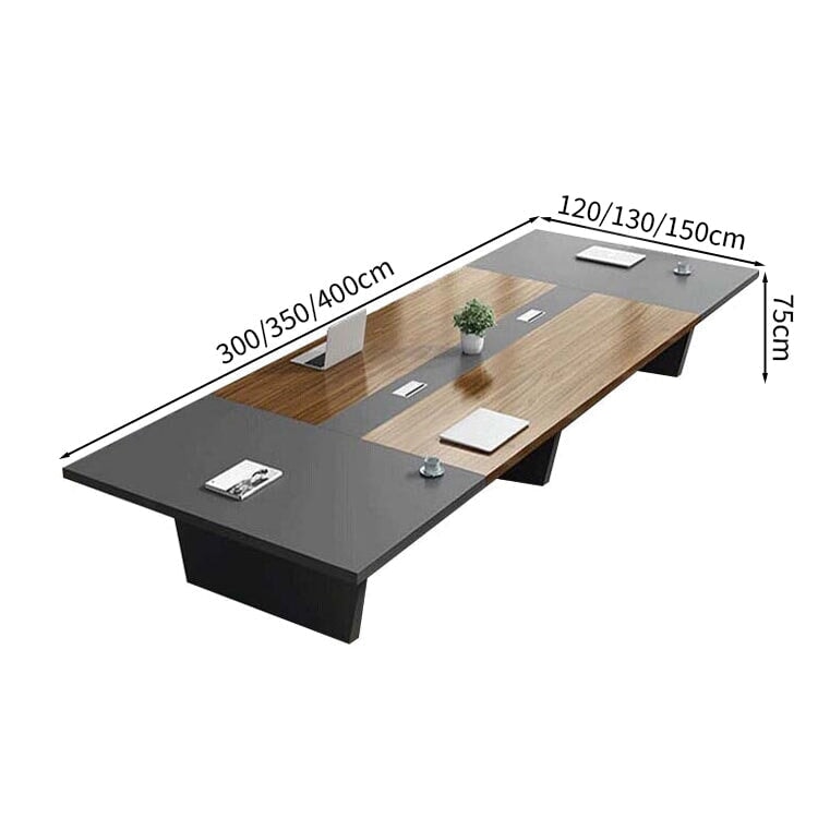 Conference Table Conference Desk Large Meeting Table Trapezoidal Legs Eco Board Durable Office Desk Metal Gray Customizable MT-A30