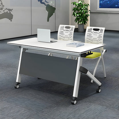 Conference desk, conference table, office furniture, desk, with casters, with back panel, foldable, simple, white, customizable, MT-A14