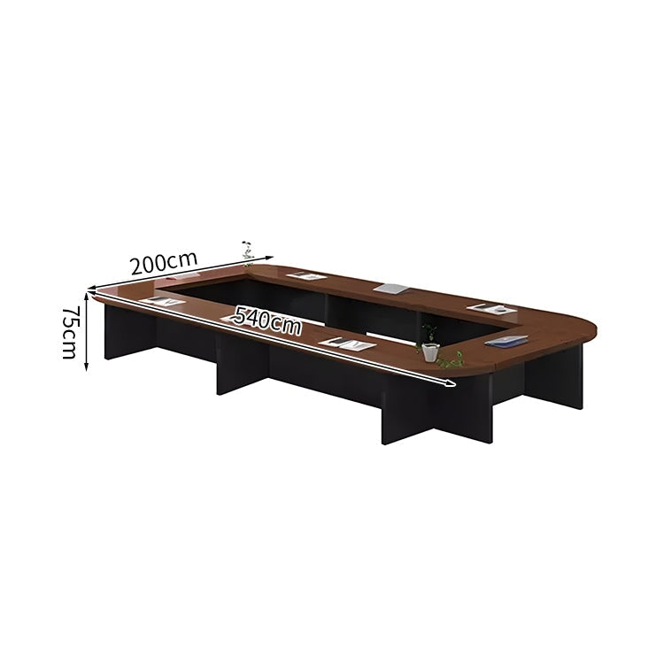 Conference table, large conference table, meeting table, wood grain, freely rearrangeable, R-finish, with back panel, black, white, brown, customizable, MT-A29