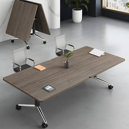 Conference table, meeting table, foldable, compact, space saving, improved space utilization, casters, stopper, melamine laminate, odorless and harmless, shabby brown, customizable, MT-A4