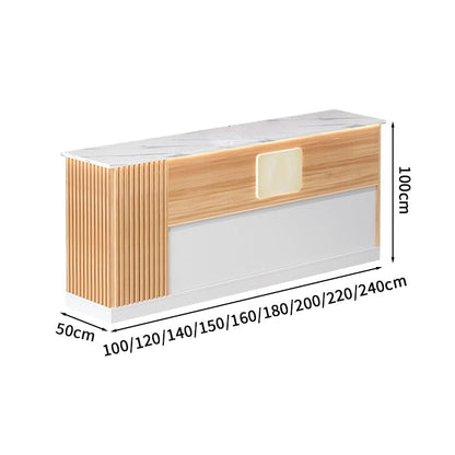 Cafe reception counter, reception desk, entrance reception, for stores, for entertaining, wood grain, with lock, with drawer, L-shaped, simple, white, customizable, RD-A15